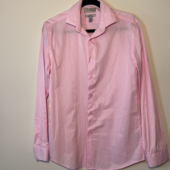 Le chateau men’s tailored fit pink button down shirt long sleeve small - Picture 1 of 5